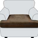 T Cushion Chair Cover Leather-Look 1PC Stretch Chair Seat Slipcover for Living Room Individual Armchair Couch Cover Seat Covers with Elastic Bands, Pet-Friendly, Non-Slip - Dark Brown