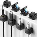 8 Pack Cord Organizer Holder,Costop Strong Adhesive Desk Cable Management Magnetic Easy Open,Organize Phone Charging Cords Wire Holder Organizer Neatly for Home,Office,Car,Desk,Nightstand (Black)