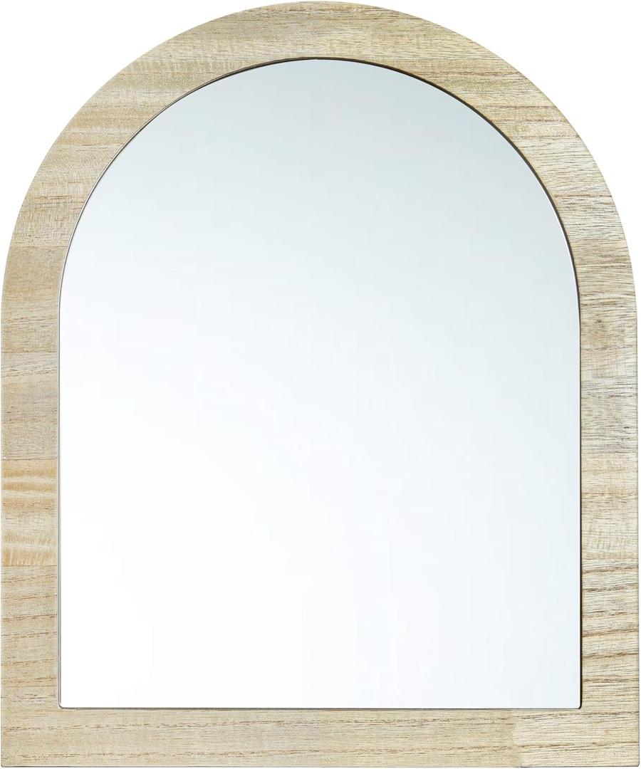 SWTHONY 13 x 15.7 Inch Boho Small Arch Mirrors for Wall Decor, Hanging Rustic Wood Frame Mirror for Farmhouse, Nursery, Bedroom, Livingroom