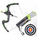 SainSmart Jr. Kids Bow and Arrows, Light Up Archery Set for Kids Outdoor Hunting Game with 5 Durable Suction Cup Arrows, Luminous Bow and Sighting Device, Green