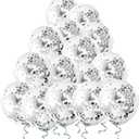 Silver Confetti Balloons, 25 Pcs Thickened 12 Inch Clear Latex Balloon with Confetti Inside for Graduation Decorations Engagement Bridal Shower Party Baby Shower Birthday Party Decoration Supplies