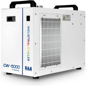 S&A CW-5000 DG Industrial Water Chiller 7L 1.14HP 2.64gpm Water Cooling System for 40W 50W 60W 70W 80W 90W 100W CO2 Laser Engraving & Cutting Machines,Cools 3868 BTU/Hour (CW-5000DG (US Amazon))