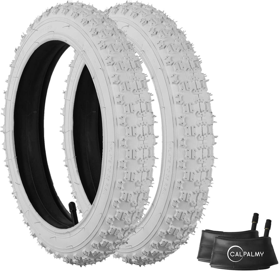 CALPALMY Kids Bike Replacement Tires and Inner Tubes (2 Sets) - Compatible with RoyalBaby, Joystar, Dynacraft and More - Made from Premium Butyl Rubber (White), Size: 16" x 2.125