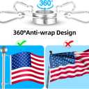 Anovo 1.25" Flag Pole Rings, Flagpole Rings Aluminum Alloy 360° Rotating Anti Wrap Flag Mounting Spinning Ring Clips for 1.02-1.25 Inch Diameter Flagpole (1.25 Inch -Pack of 4, Matte Silver)