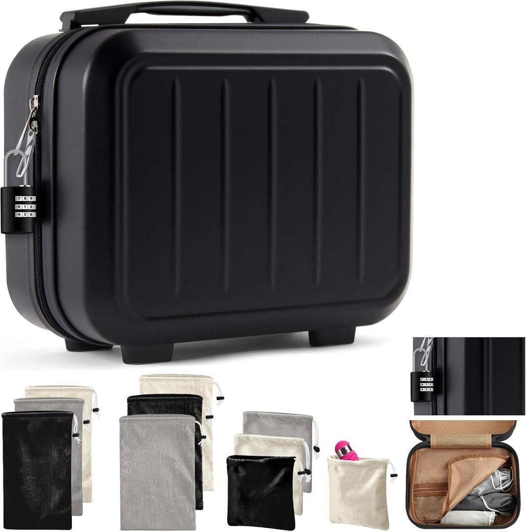 Chunful Adult Game Toy Storage Box Case with 9 Pcs 3 Sizes Discreet Toy Storage Bags Reusable Lockable Organizer Container with Lock Private for Women Men Gift Travel Home(Green)