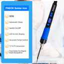 Soldering Iron Kit, 80W Soldering Iron Pen with Adjustable Temperature, LCD Display, ON/OFF Switch, 5 Tips, Solder Wire, Stand with Sponge, Pump, Paste, Tweezer, Blue