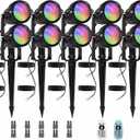 Low Voltage RGBW LED Landscape Lights Spot Lights Outdoor for Yard Garden Decor Spotlight, 12V-24V Low Voltage Landscape Lighting with 16 Color Changing and Remote IP68 Waterproof (10 Pack)