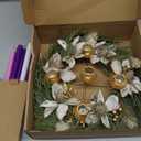 XunYee Advent Candle Holder Wreath Set of 5 with 5 Flameless Candles Christmas Advent Berry Champagne Flower Wreath Rings for Table Centerpiece Fireplace Festival Home Church Decor(Fresh)