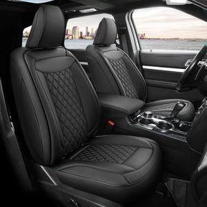 GIANT PANDA Pu Leather Car Seat Covers Full Set Custom Fit Ford Explorer XLT,ST-LINE,Limited,Timberline 2020 2021 2022 2023 2024-7 Seats,Three-Row Model, Second Row 40/20/40 Split- (Black) (7 Seats,2020-2024 XLT,ST-LINE,LIMITED,TIMBERLINE, Black (Diamond Style))