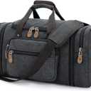 Gonex Canvas Duffle Bag for Travel 50L Expandable Duffel Weekend Overnight Bag men (Dark Gray) (Large-50L (No Shoe Compartment))
