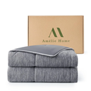 Amélie Home Cooling Comforter Queen Size, Reversible Lightweight Cooling Blanket for Hot Sleepers, Q-Max 0.43 Summer Breathable Cooling Quilt for Night Sweats, 90" x 90", Heather Charcoal Grey