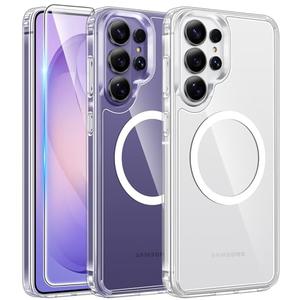 FNTCASE for Samsung Galaxy S26-Ultra Case: Clear Magnetic Phone Cases with Screen Protector Compatible with Magsafe Slim Anti Yellowing Rugged Protective Transparent Cell Phone Cover (Clear Magnetic)