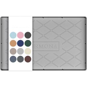 URMONA 16" x 10" Waterproof Silicone Mat in Multiple Sizes & Colors, Under Sink Mat for Kitchen & Bathroom, Pet Food Pad for Dogs & Cats, Kitchen Cabinet Liner, Multi-Purpose for Storage(Light Grey)