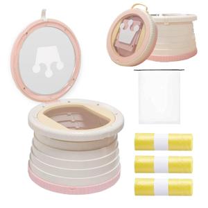 SunnySmile Portable Toilet for Kids,Portable Potty Seat for Toddler Travel,Travel Potty with Travel Bag, Applicable to Camping, Indoor/Outdoor Use, Includes 45 Replacement Bags (Pink)