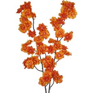 2 Pcs Artificial Cherry Blossom Flowers Branches 41" Faux Cherry Blossom Long Stem Orange Silk Cherry Blossom Tree Tall Fake Flower Arrangement for Home Wedding Centerpieces Spring Indoor Decor