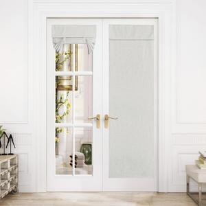 NICETOWN 100% Blackout Curtains, French Door Curtains for Privacy, Thermal Insulated Tricia Front Door Sidelight Curtain Tie up Shade, (Ivory White, 26" W x 72" L, 1 Panel)