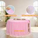 48-Inch Pink 2-in-1 Tulle Table Skirt for 4-Foot Round Table Stretch Spandex Fitted Cover, Light & Elegant with Ruffle, Wrinkle-Resistant For Wedding, Birthday, Baby Shower & Party Decor, 2Pack