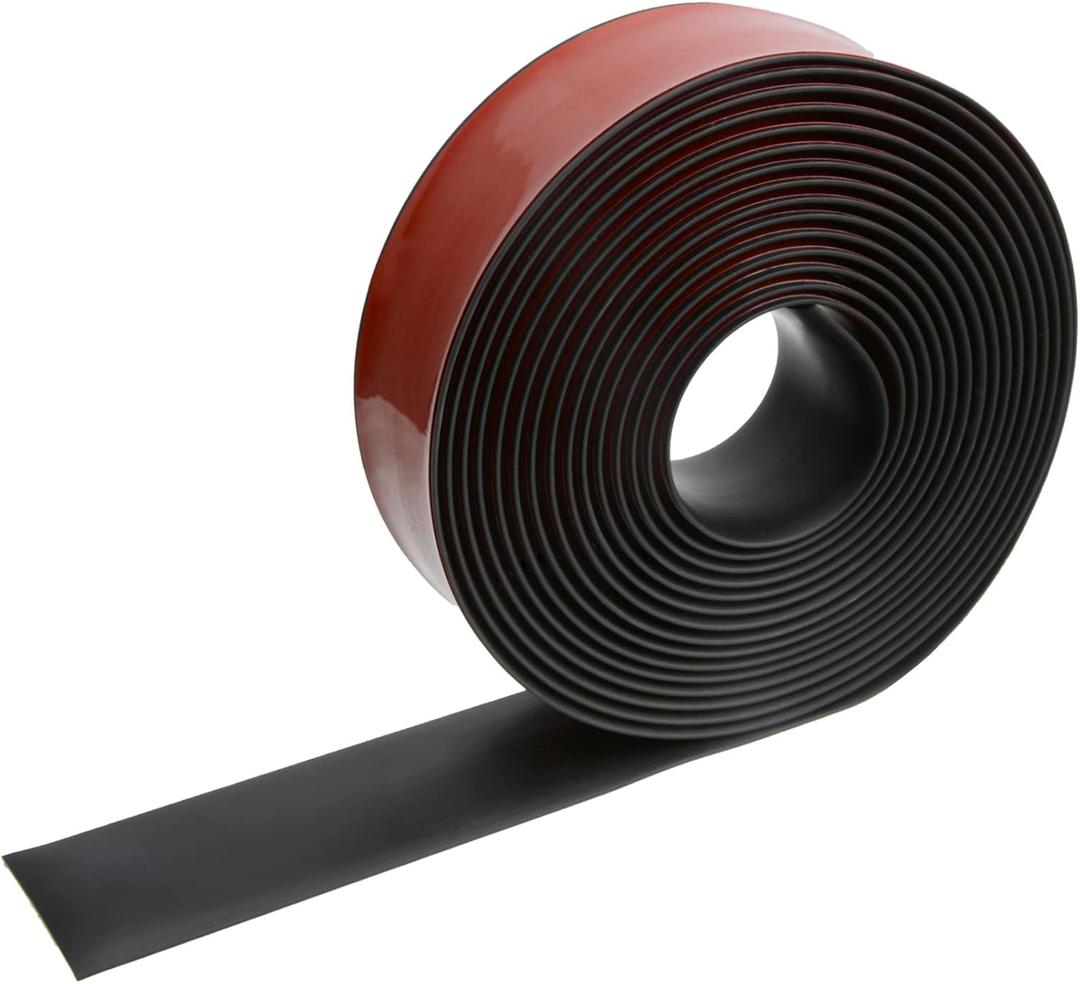 Floor Transition Strip Self Adhesive Flooring Threshold 2" Wide Rubber Transition Strip Vinyl Floor Flat Divider Strip Edge Trim Laminate Floor Gap Covering (20 Ft, Black)
