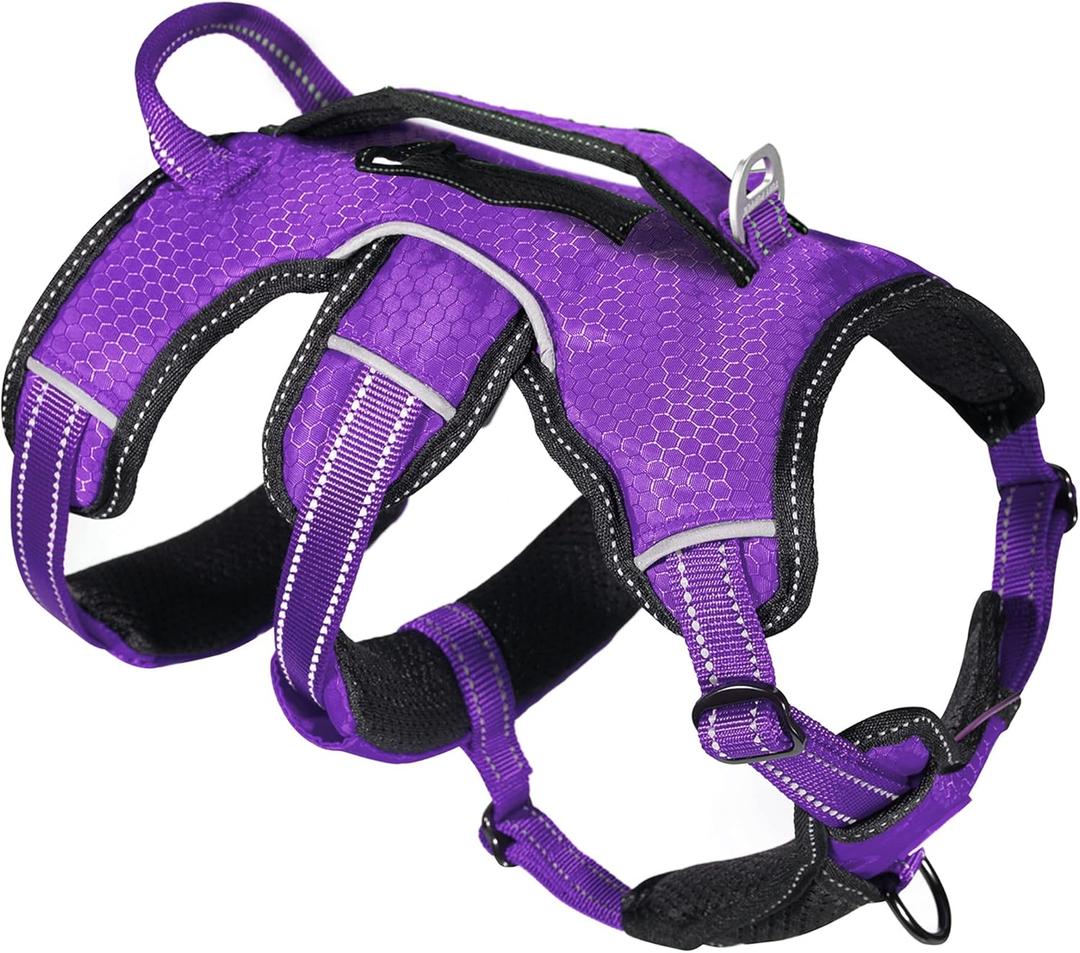 Tuff Pupper Escape Proof No Escape Dog Harness | 5 Point Adjustable Fit Harness for Dogs | Padded Dog Harnesses | Handle Dog Lift Harnesses (Small, Purple)