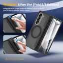 Caka for Samsung Galaxy Z Fold 6 Case [Thinner S Pen Holder Slot] [Magnetic Charging] [Hinge Protection] [Built-in Screen Protector] Translucent Hard Shockproof Magnet Phone Cover for Fold6 - Black