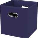 Black Foldable Storage Cubes Bins , Fabric Storage Box Cubes Organizer Baskets with Dual Handles for Home Organizer (Navy Blue) (1 Pack)