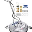 MEKOH Pressure Washer Surface Cleaner 24'', 4500PSI Stainless Steel Surface Cleaner Attachment with Wheels, Power Washer Accessory for Driveway Sidewalk Curb Deck Patio Cleaning, 3/8'' Quick-Connect