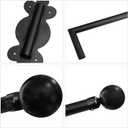 Swing Arm Curtain Rod, Black, 47'' Long, 1.1'' Diameter Pole, Rotate about 180 degrees, Detachable Ball Finial, 1 Piece
