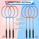 12 Pack Badminton Rackets Set Including Badminton Racquets, Nylon Shuttlecocks and Carry Bag for Outdoor Backyard Games Beginners