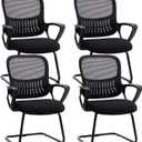 Sweetcrispy Waiting Room Chairs, Desk Chair No Wheels, Mesh Back, Set of 4