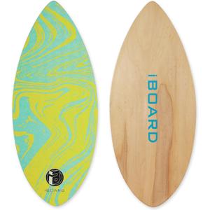 36 Skipper Skimboard with High Gloss Coat Wooden Skim Boards for Beginners, Teenagers and Adults Beach Skimboard 3 Color Traction Pad to Choose, Yellow