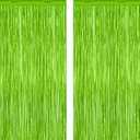 ZATAYE 2 Pack Grass Green Christmas St Patricks Foil Curtain Decorations