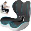 Seat Cushion for Office Chair and Car, Lumbar Support Pillow for Office Chair, Memory Foam Ergonomic Seat Cushion for Long Sitting, Back & Tailbone Pain, Sciatica - Dark Gray & Light Gray