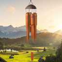 Bamboo Wind Chimes 38" 6 Pipes, Handcrafted Wooden Wind Chime Bring a Unique and Soothing Melody, Create a Zen Atmosphere for Outdoor Indoor Decor, for Sympathy, Memorial (38''-Brown Coconut top)