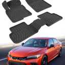 Custom Fit 3 Pcs Floor Mats for Honda Civic 2022-2025 - All-Weather Rubber Mats & Liners, Heavy Duty Car Interior Protection for Civic, Weather-Resistant & Easy to Clean