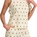 Women's 2 Piece Polka Dot Set Cotton Sleeveless Crewneck Spot Shirt Tops Shorts Sets Summer lounge Outfits (M)