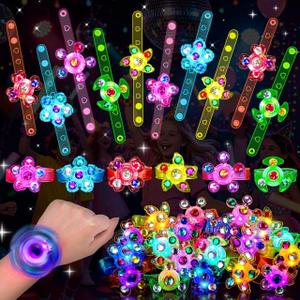 48PCS Light Up Fidget Spinner Bracelets Glow Party Favors Bulk for Kids 4-8 8-12 Summer Goodie Treat Bag Stuffers Classroom Treasure Toys Carnival Prize Pinata Birthday End of Year Student Return Gift