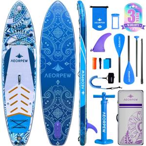 34'' Wide Inflatable Paddle Board for Women with Premium Paddle Boards Accessories, Adj SUP Paddle, 100L Backpack, Suitable for Versatile SUP Boards of All Skills Levels