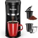 Karosie Single Serve Coffee Maker for KCup and Ground Coffee, Fast Brew, 612 oz Brew Sizes One Cup Coffee Machine Fits 5.5" Mugs, OneButton Small Coffee Maker with Descaling Reminder,Black