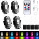 Mcbazel 4 Pcs Wireless Rechargeable Magnetic LED Strobe Lights, 8-Colors USB Waterproof Anti-Collision LED Car Flashing Warning Light with Remote Control for Cars, RC Cars, Bikes, Motorcycles