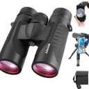 12x42 HD Binoculars for Adults High Powered with Phone Adapter and Tripod, Super Bright BAK4 Prism Waterproof Binoculars for Bird Watching Hunting Hiking Safari Travel Sports