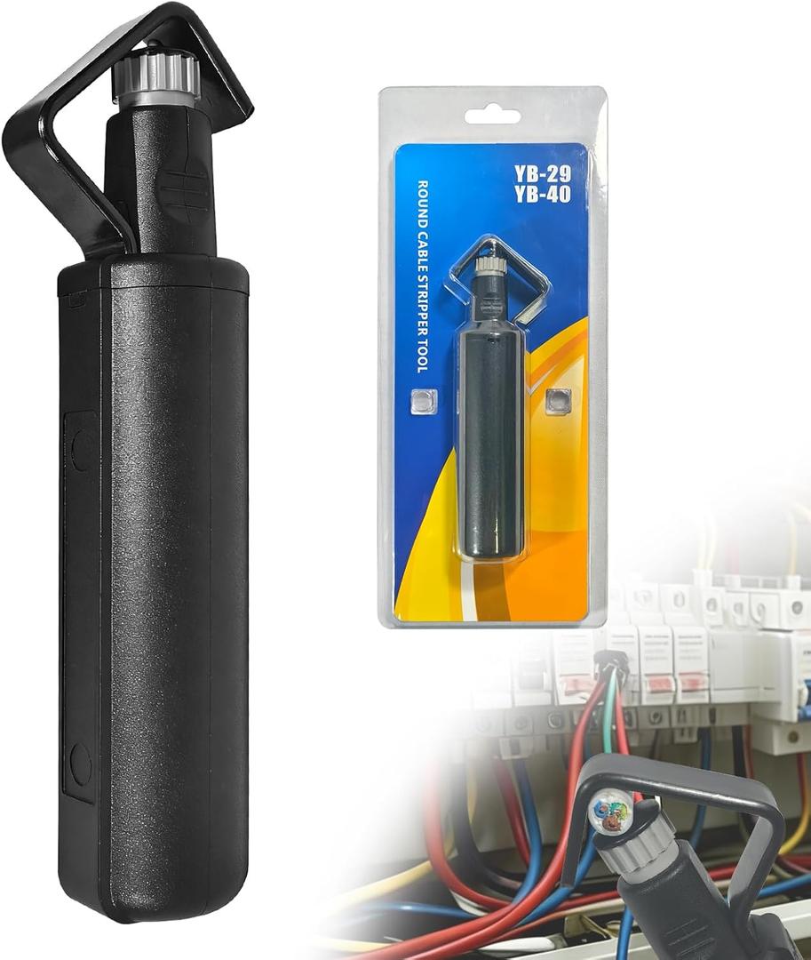 Round Cable Stripper Tool3/16"1 1/8" Dia, Adjustable Depthfor Longitudinal, Spiral & Circular Cuts, Fast Cable Jacket Stripping, Sharp Blade Wire Insulation Stripper, Durable Electrical Cable Tool