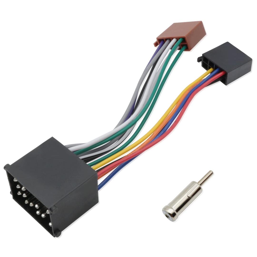 8 x Car Radio Wiring Harness Adapter Compatible with BMW 3 E30 E36 E46 E34 5 E39 ISO Stereo Wire Cable with Antenna Connector