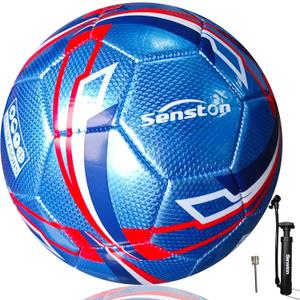 Senston Soccer Ball Size 3 & Size 4 & Size 5 for Kids and Adult Official Match Training Soccer Ball with Pump (Blue)