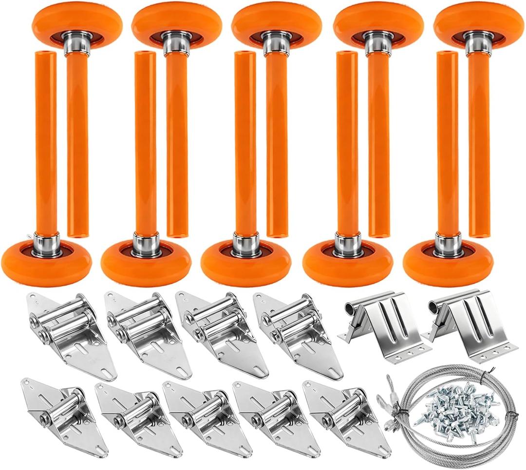 Garage Door Hardware Kit, Roller/Hinge/Top Bracket/Wire Rope, 2" Garage Door Roller Nylon Layer Stem for 7' Height Garage Doors