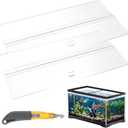 Juexica Aquarium Lids Acrylic Canopy 2 Pieces Set 22.95 x 11.5 x 0.28 Inch for 33/40/55 Gallon with Center Brace Aquariums Cover Fish Tank Lid with a Hook Knife, Clear (48 x 13 in)