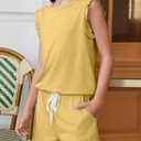 DOKOTOO KIDS Girls Summer Outfits Girl Clothes Sleeveless Tops and Shorts Set with Pockets Size 4-13 Years
