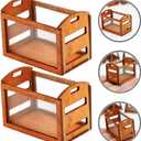 Yardwe Miniature Wooden Basket Dollhouse Accessories Hollow Wire Frame Storage Model 1.25 Inch for Dollhouse D Cor and Display