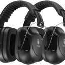 Floriogra 2 Pack 34dB Noise Canceling Headphones For Shooting, Hearing Protection Earmuffs, Ear Protection Headphones, Thickened Headband Ear Muff For Noise Reduction for Shooting, Construction,Mowing (Black+black)