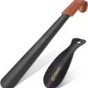 ZOMAKE Long Shoe Horn for Seniors Men,Metal Shoehorn Long handle for Boots, Shoe Spoon Helper