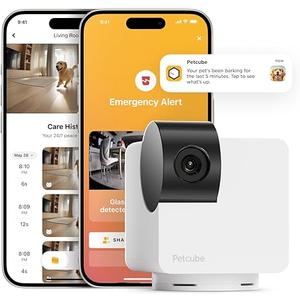 Petcube Cam 360 Camera Interactive WiFi Pet and Home Security Pan-Tilt Camera with Phone App, 1080p HD Video, 360° Rotation, Night Vision, AI Alerts